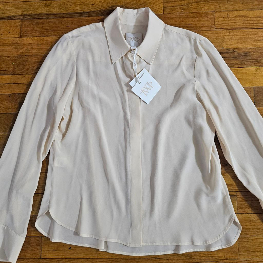 TWP Beige Silk Blouse Women's Size XS/S - Picture 2 of 9